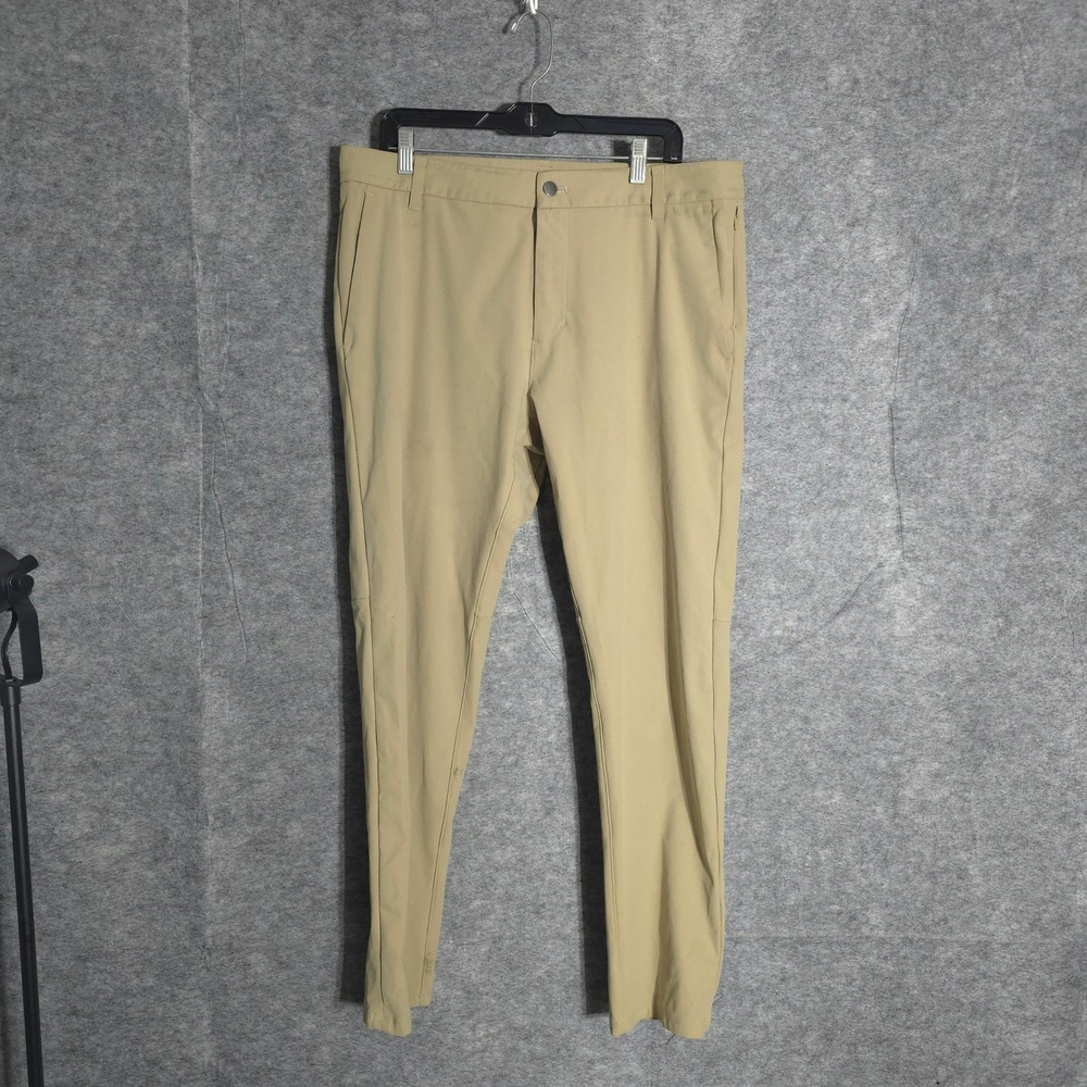 Lululemon Commission Slim Fit Pant Men 36 Tan Khaki Golf Commuter Trousers Solid
